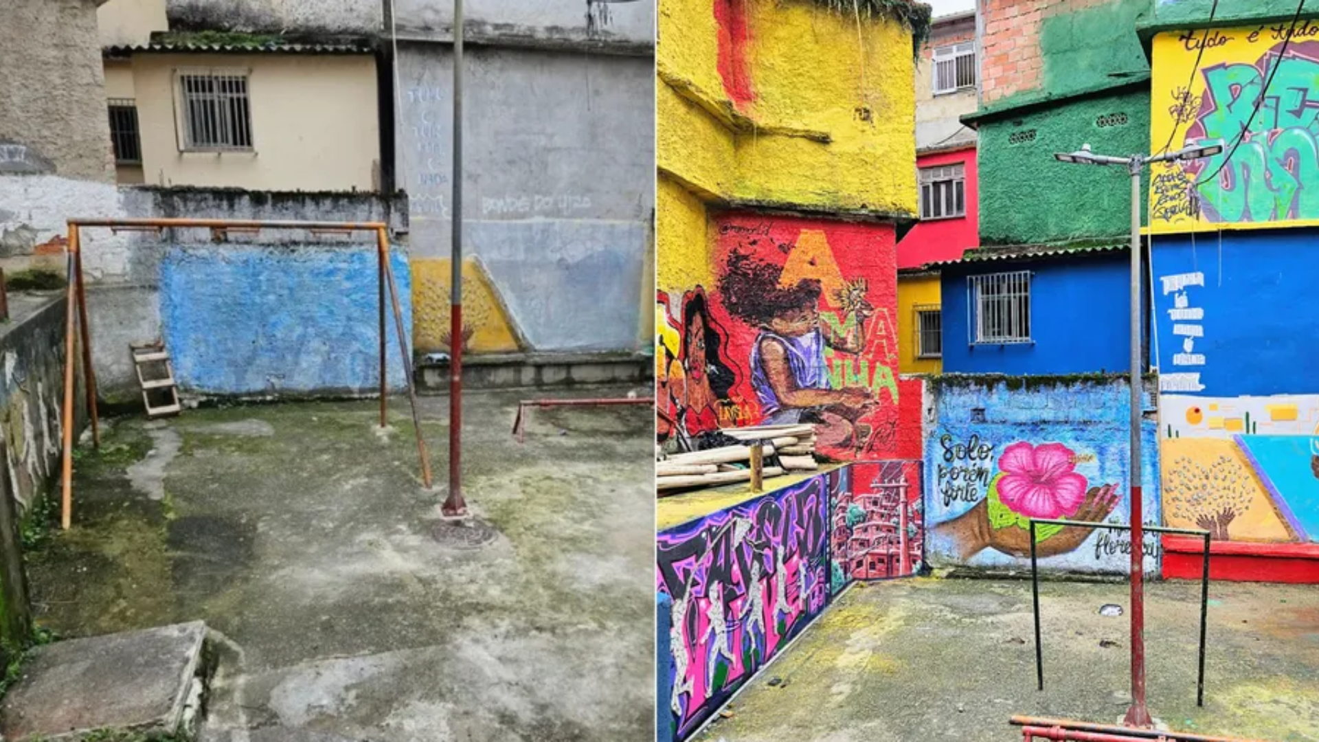 Revitalização Da Praça Do Vidigal: Um Novo Brilho Para A Comunidade Com A Participação De Voluntários E Grafiteiros